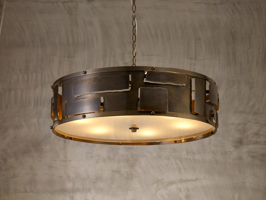 Oliver Round Iron Pendant Lamp – Antique Brass Finish