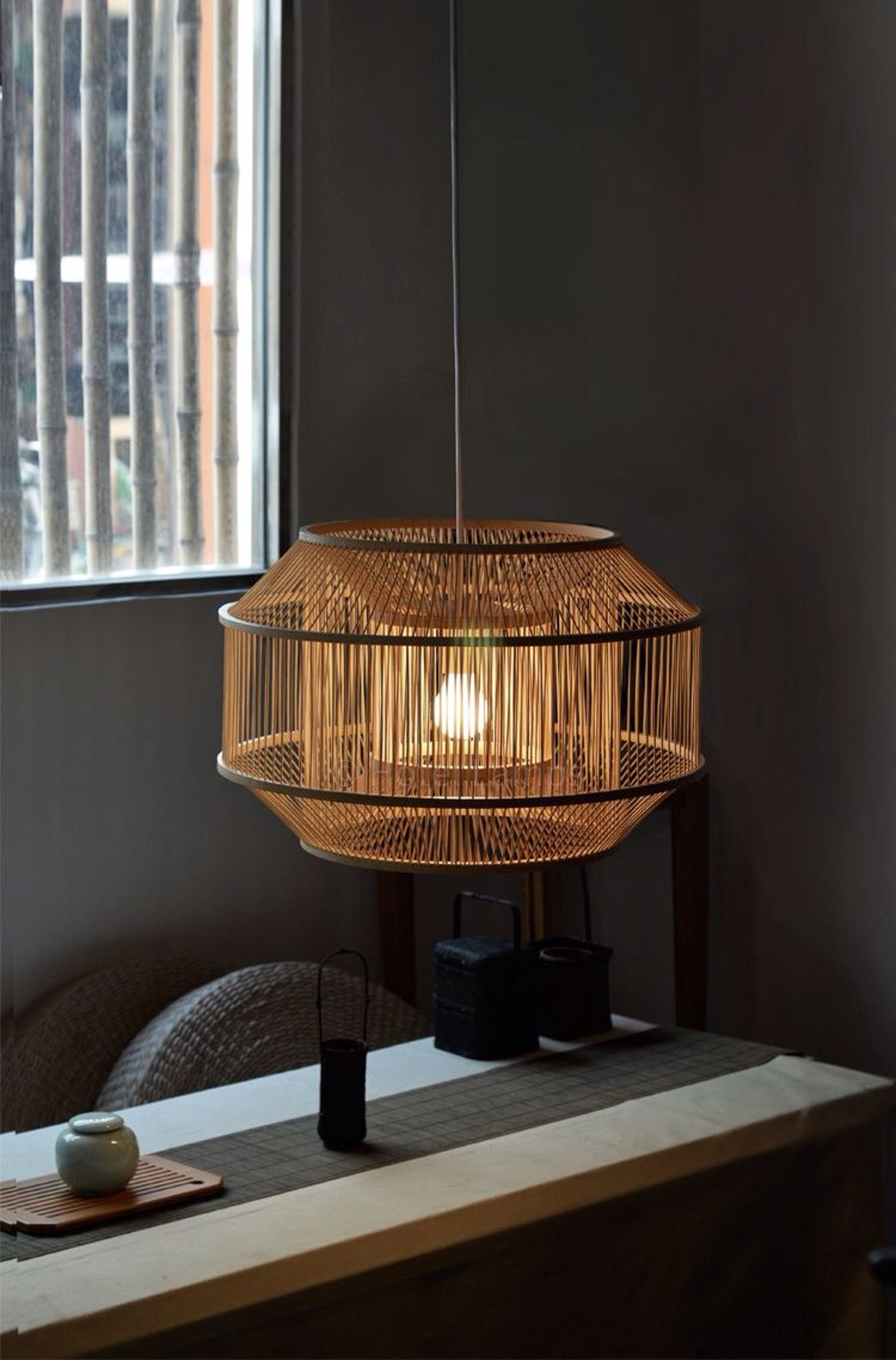 Rattan Natural Wicker Hanging Pendant Light – Handcrafted Ceiling Lamp