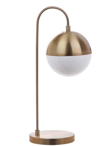 Opal Matte Acrylic Table Lamp with Brass Stem – Modern Design, 20.5" H x 9.75" W