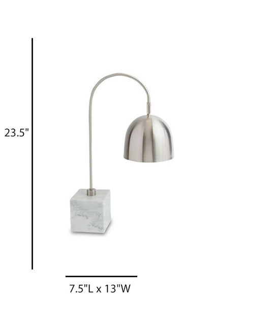 Modern Marble Table Lamp with Polished Nickel Shade – Black & White HLRT16021