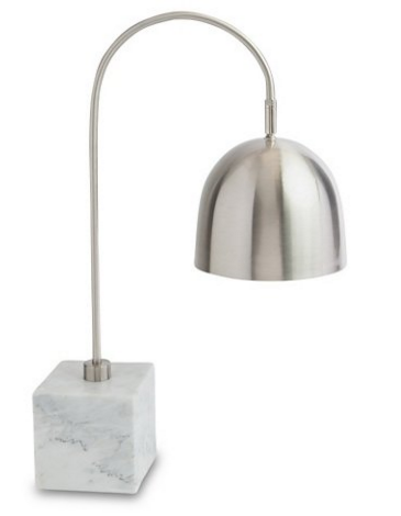 Modern Marble Table Lamp with Polished Nickel Shade – Black & White HLRT16021
