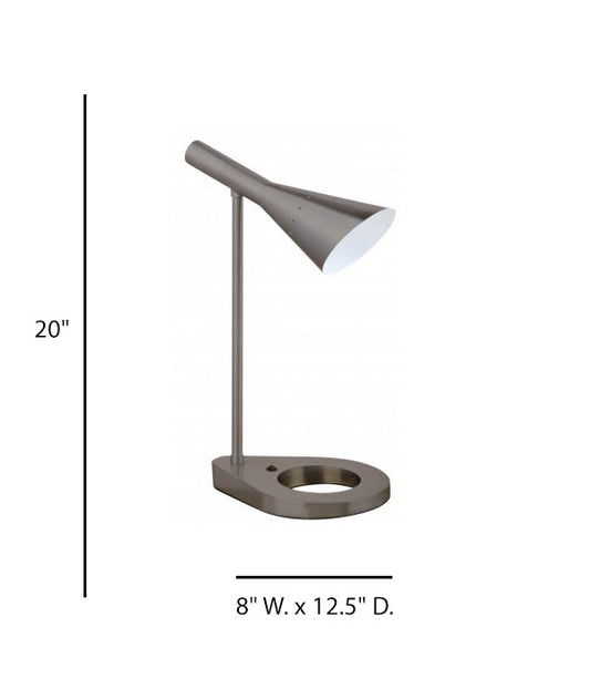 HGI Bloom Hotel Table Lamp – Brushed Smoke Finish with Metal Shade