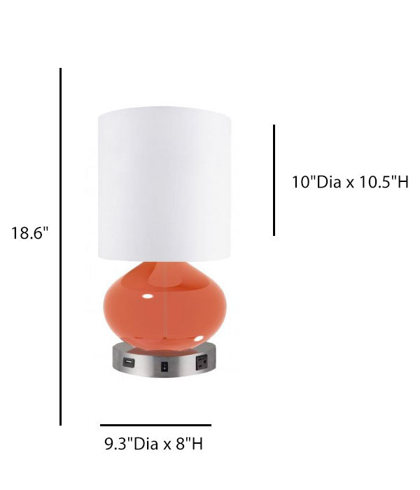 Home2 Suites Chibeca Table Lamp – Coral Glass Base with Satin Nickel & USB/Outlet