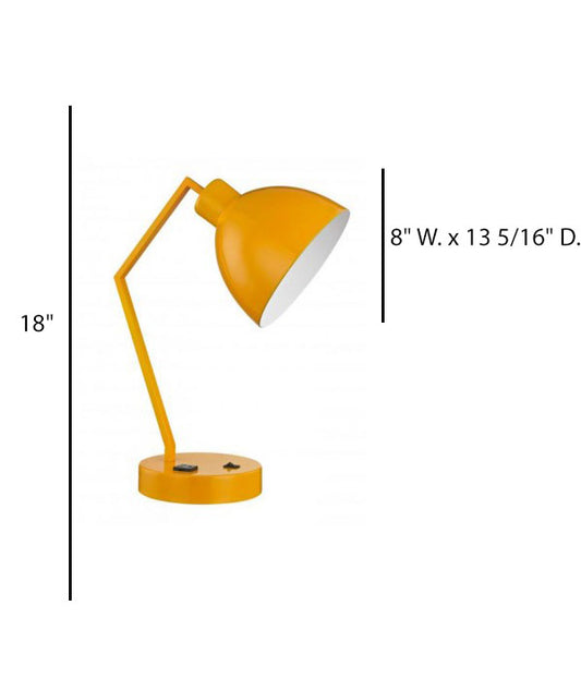 Hampton Inn Casual Desk Lamp – Signal Yellow with Metal Shade & Electrical Outlet