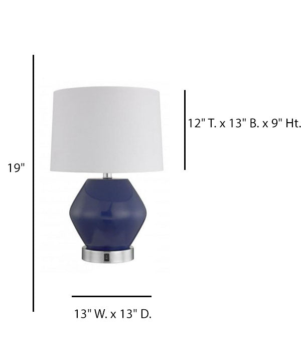 Hampton Inn Carefree Table Lamp – Ultramarine Blue & Brushed Chrome with White Linen Shade