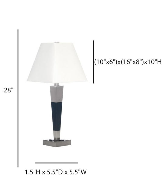 Nightstand Table Lamp for Candlewood Suites – Brushed Nickel & Dark Wood with White Linen Shade