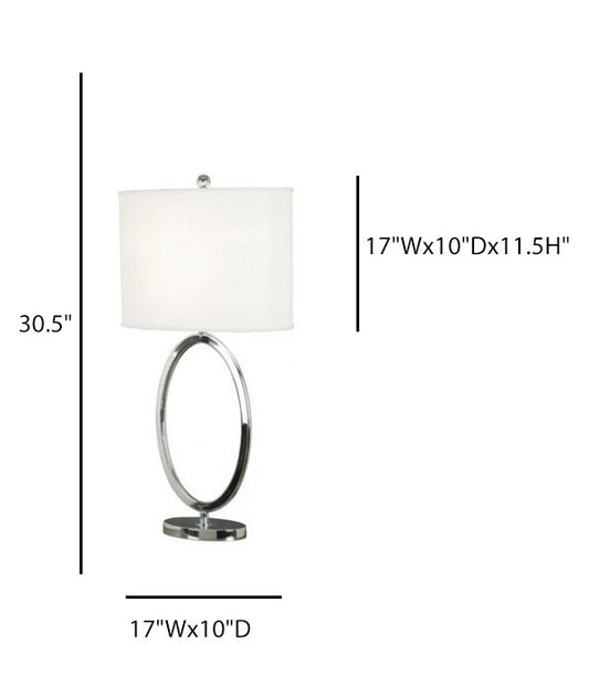 Nightstand Table Lamp for Hotel – Chrome Finish with White Linen Hardback Shade