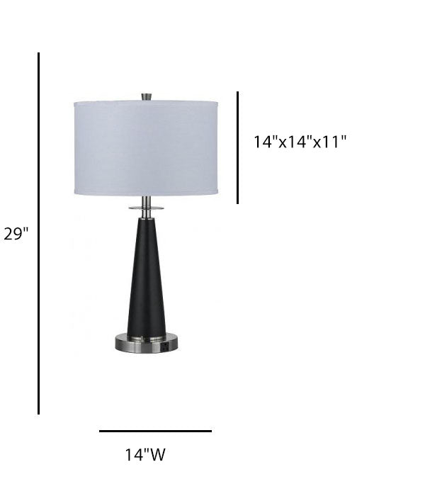Hotel Table Lamp – Painted Wood & Resin Body with Satin Nickel Base and White Linen Shade