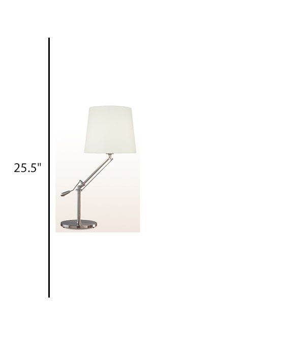Adjustable Desk Lamp for Hotel – Satin Nickel Finish with White Linen Shade