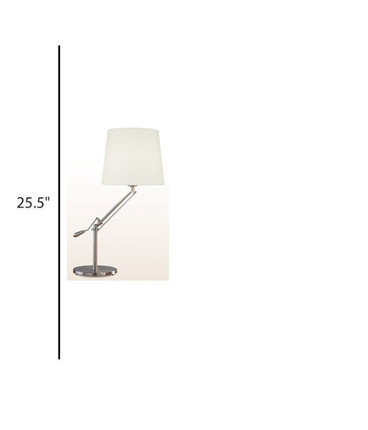 Adjustable Desk Lamp for Hotel – Satin Nickel Finish with White Linen Shade