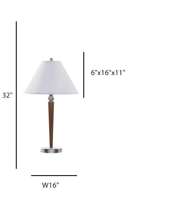Tapered Shade Table Lamp for Hotel – Satin Nickel Base with White Linen Shade