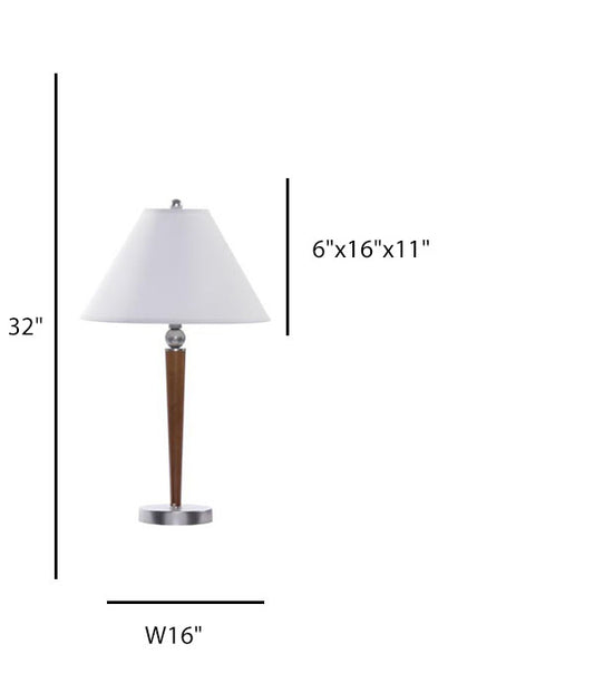 Tapered Shade Table Lamp for Hotel – Satin Nickel Base with White Linen Shade