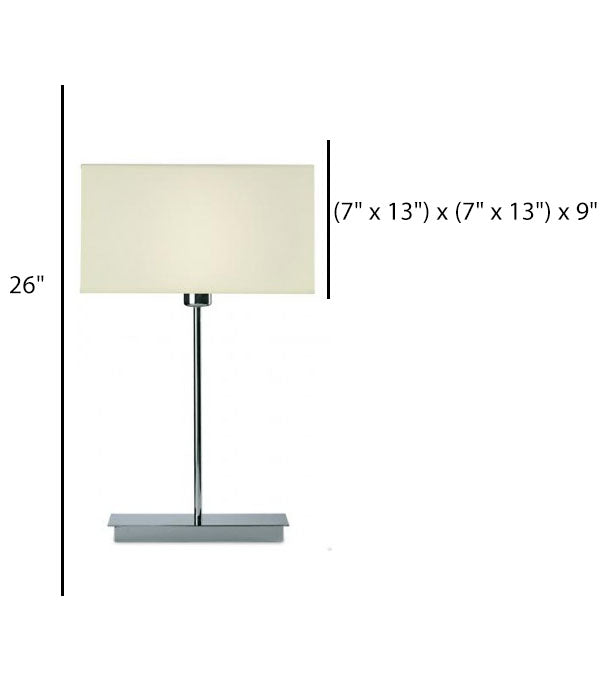 Chrome Table Lamp with Rectangular White Linen Shade – Modern Bedside Lighting