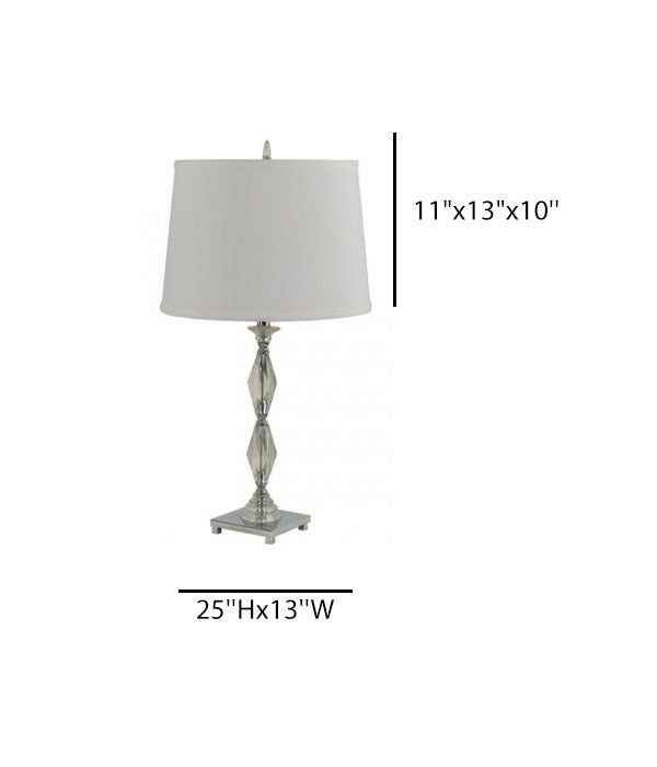 Clear Acrylic Table Lamp with White Linen Shade – Modern Hotel-Style Lighting