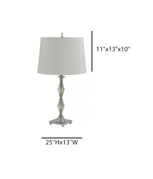 Clear Acrylic Table Lamp with White Linen Shade – Modern Hotel-Style Lighting