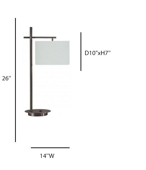 HLTL156103 Holiday Inn Revive Desk Lamp – 26” Satin Nickel with White Linen Drum Shade