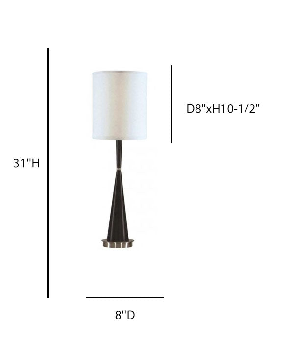 HLTL156105 Staybridge Suites Table Lamp – 31” Wood Body with Satin Nickel Base & White Linen Shade