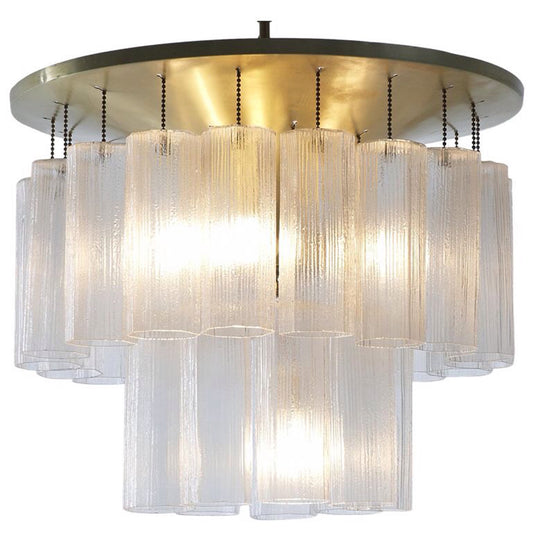 Two-Tiered Murano Glass Pendant Light – Brushed Nickel Modern Chandelier