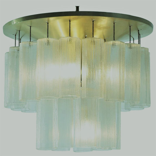 Two-Tiered Murano Glass Pendant Light – Brushed Nickel Modern Chandelier