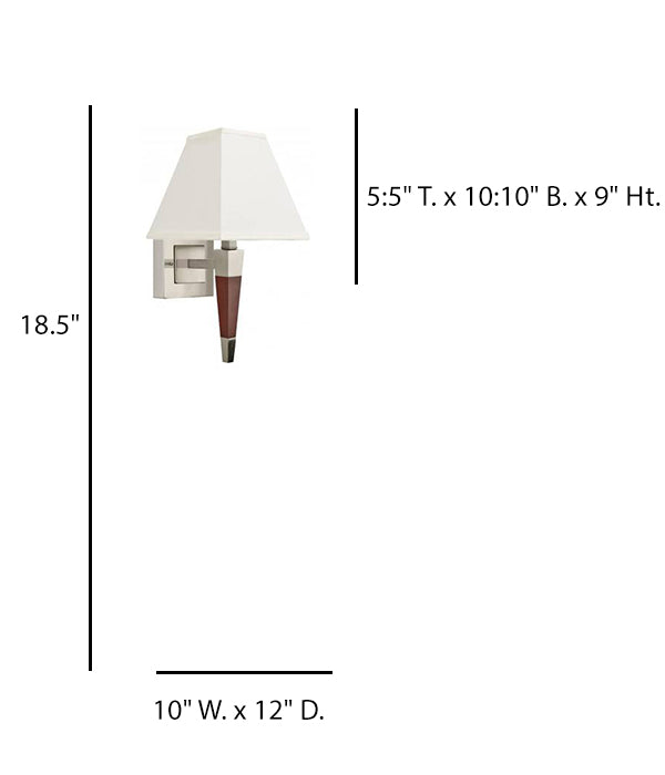 Modern Warm Cherry & Brushed Nickel Wall Lamp with Cream Linen Shade – 23W (HLW10006)