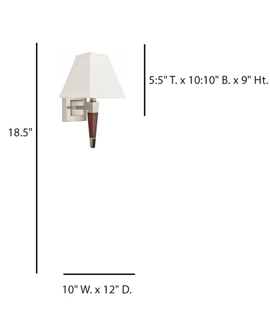 Modern Warm Cherry & Brushed Nickel Wall Lamp with Cream Linen Shade – 23W (HLW10006)