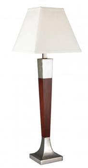 Warm Cherry Brushed Nickel Floor Lamp with Cream Linen Shade – HLW10007