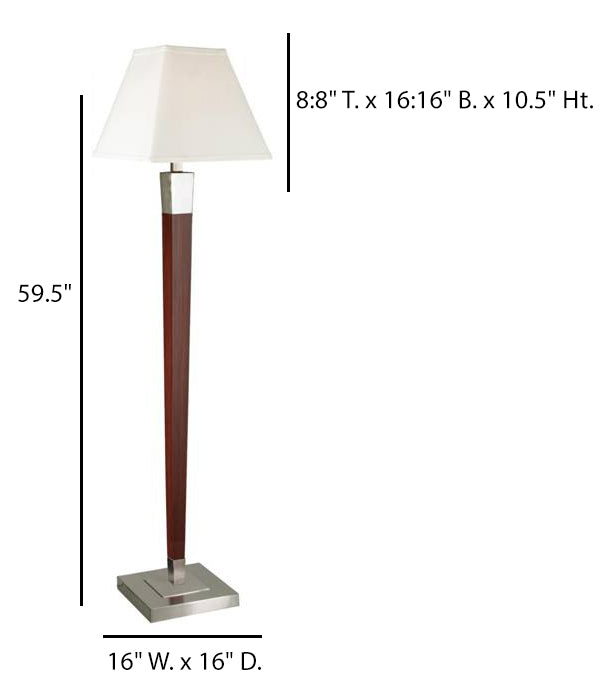 Warm Cherry Brushed Nickel Floor Lamp with Cream Linen Shade – HLW10008