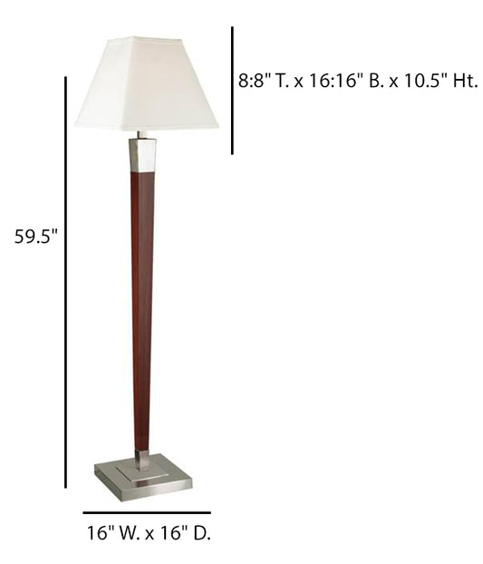 Warm Cherry Brushed Nickel Floor Lamp with Cream Linen Shade – HLW10008