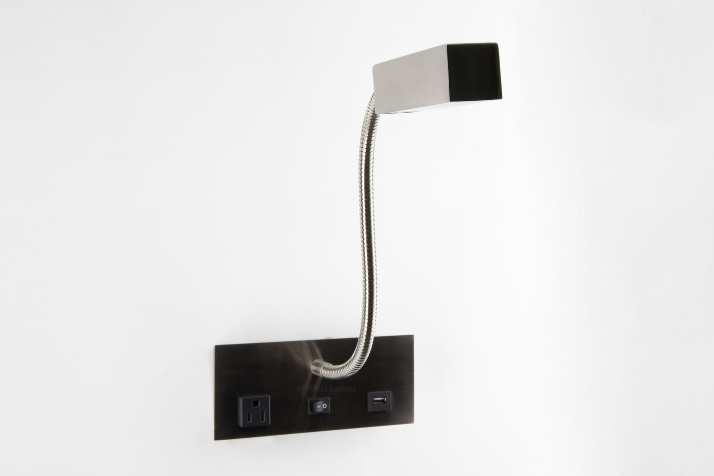 LED Polished Chrome Wall Reading Lamp with USB & Outlet – Frosted Clear Shade (HLW10010)