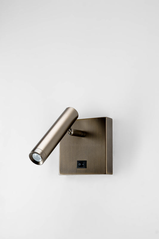 Compact LED Wall Reading Lamp in Light Brushed Bronze – Headboard Mount (HLW10014)