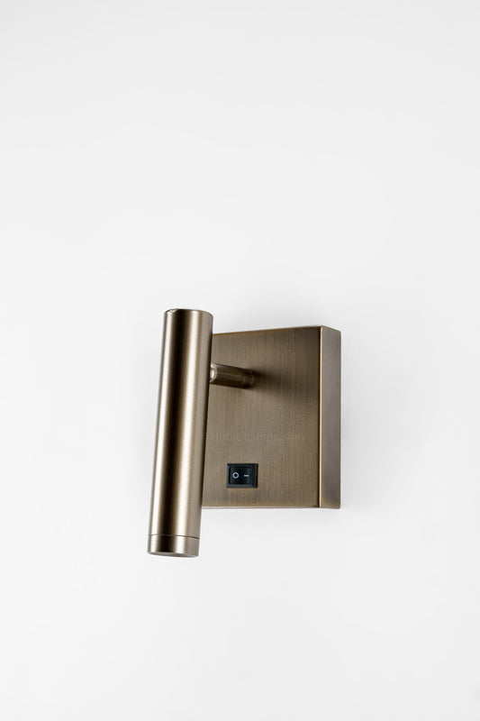 Compact LED Wall Reading Lamp in Light Brushed Bronze – Headboard Mount (HLW10014)
