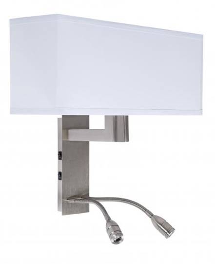 Brushed Nickel Dual-Light Wall Lamp with Reading LEDs & White Honeycomb Shade – Headboard Mount (HLW10016)