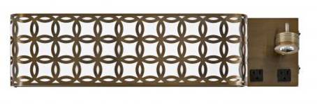 Light Brushed Bronze Headboard Wall Lamp with Dual GU24 Lights, LED Reading Light, & Outlets (HLW10018)