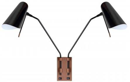 Satin Black & Burnished Copper Dual LED Headboard Wall Lamp with Independent Switches (HLW10025)