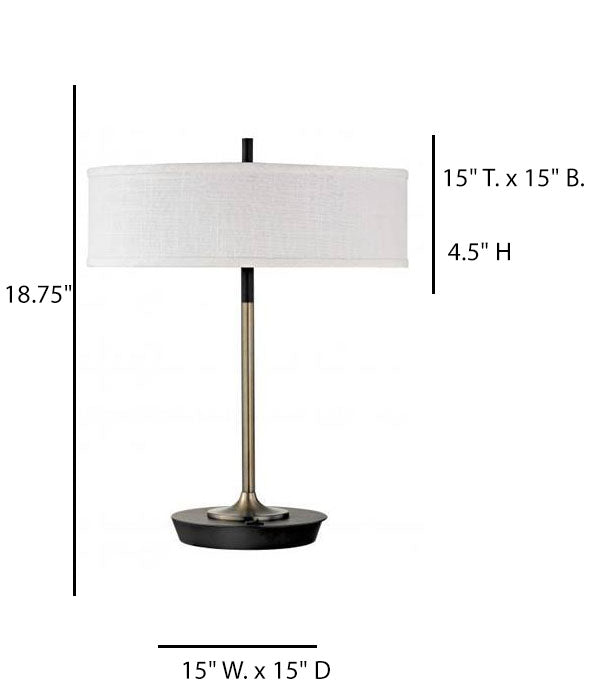 Twin Socket Table Lamp – HLW10052, Light Brushed Bronze & Matte Black with Brussels Cream Shade