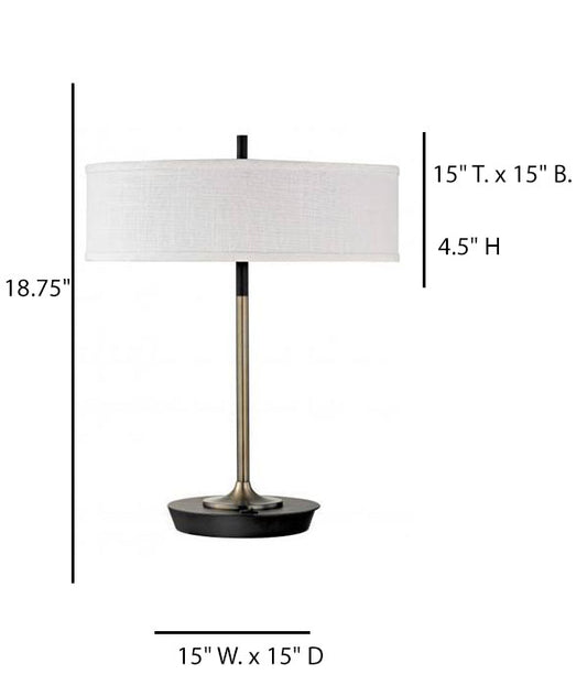 Twin Socket Table Lamp – HLW10052, Light Brushed Bronze & Matte Black with Brussels Cream Shade