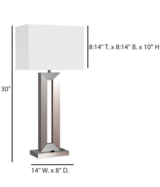 Modern Table Lamp – HLW10064, Brushed Nickel with Brussels Cream Shade