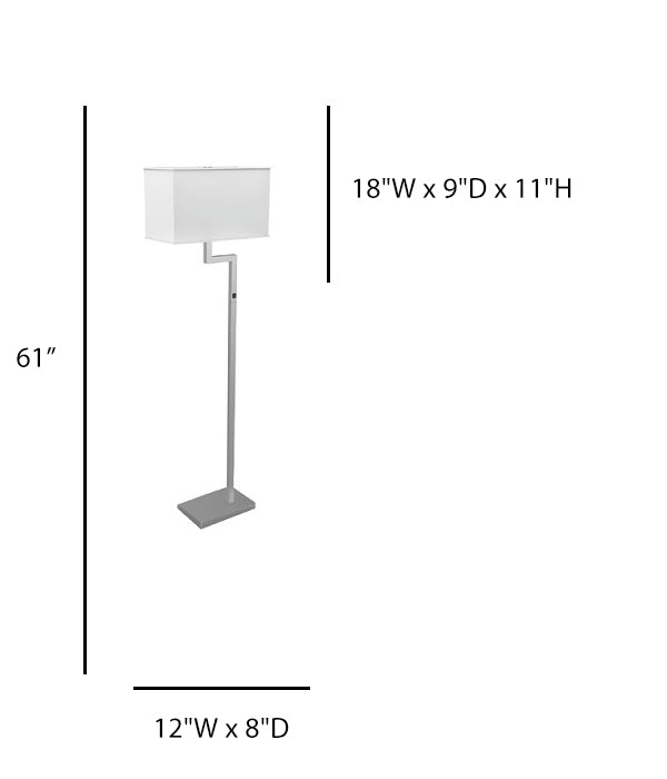 Gatsby ADA Floor Lamp – Days Inn, Brushed Nickel with White Linen Shade
