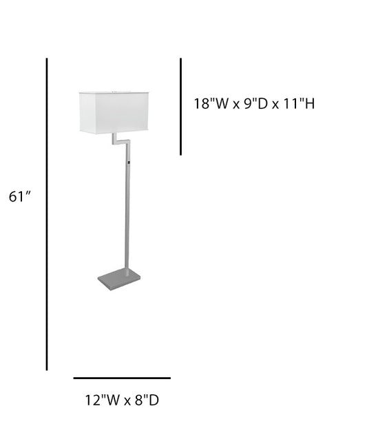 Gatsby ADA Floor Lamp – Days Inn, Brushed Nickel with White Linen Shade