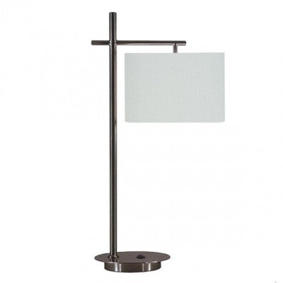 Desk Lamp for Holiday Inn Revive – Satin Nickel Base with White Linen Drum Shade