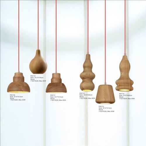 Mini Wood Pendant Light – 5.5” Modern Hanging Ceiling Lamp, E26/E27 Base (UL Listed)