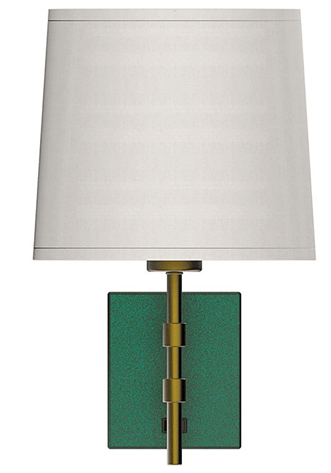 Plug-In Swing Arm Wall Sconce with Linen Shade – Sungold & Green Powder-Coated Finish