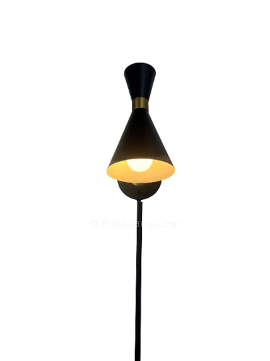 Hourglass Wall Lamp – Rotatable Metal Shade with Brass Accents, Wall-Mounted Bedside Light