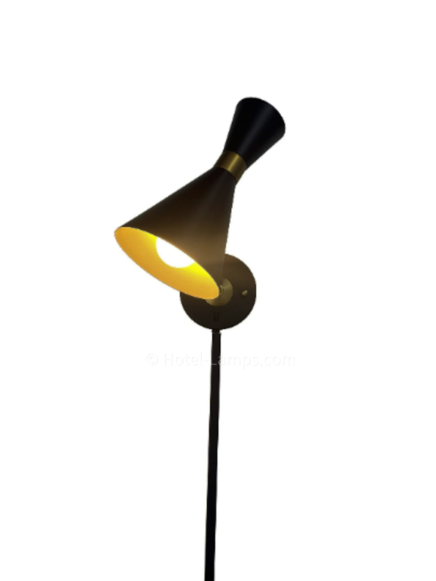 Hourglass Wall Lamp – Rotatable Metal Shade with Brass Accents, Wall-Mounted Bedside Light