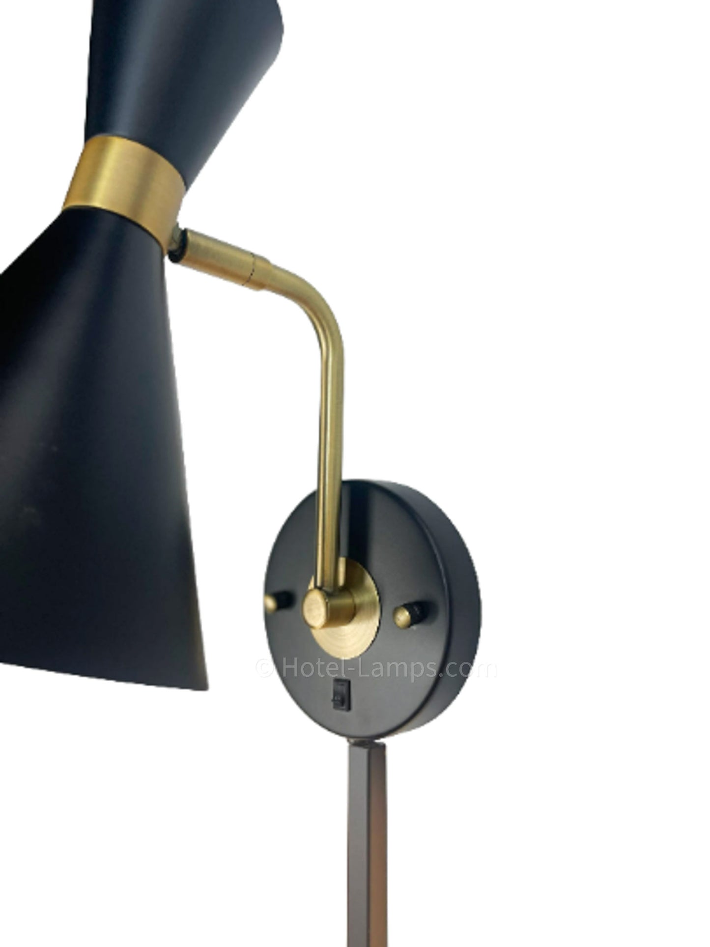 Hourglass Wall Lamp – Rotatable Metal Shade with Brass Accents, Wall-Mounted Bedside Light