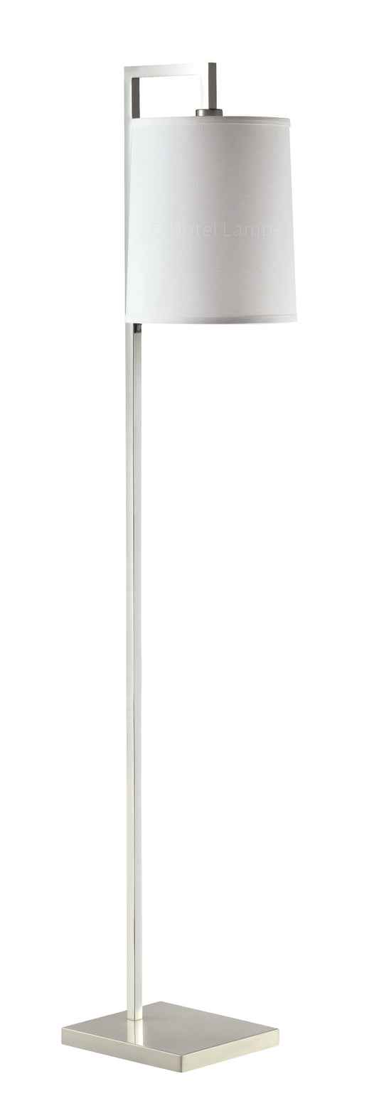 Hampton Inn Confident Floor Lamp – Satin Nickel Finish with White Laminated Shade