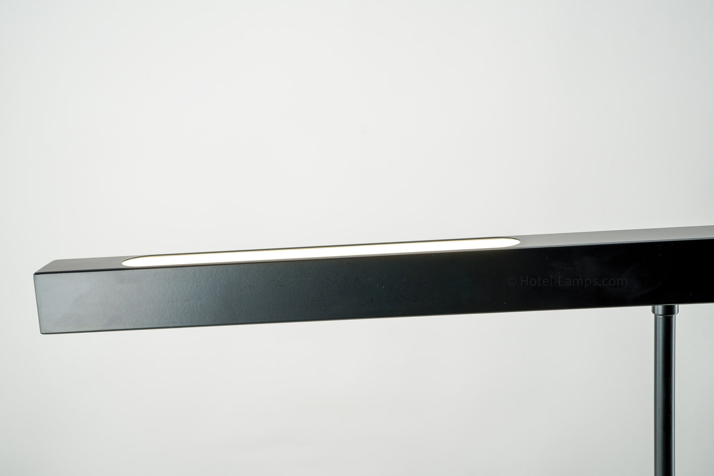 Horizontal LED Table Lamp – Matte Black with Dual USB Ports and Touch Dimmer