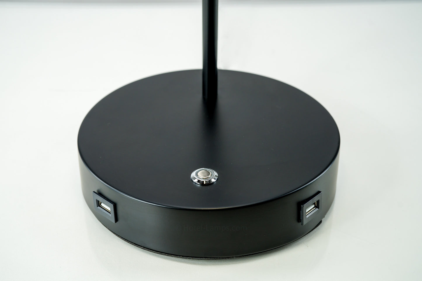 Horizontal LED Table Lamp – Matte Black with Dual USB Ports and Touch Dimmer