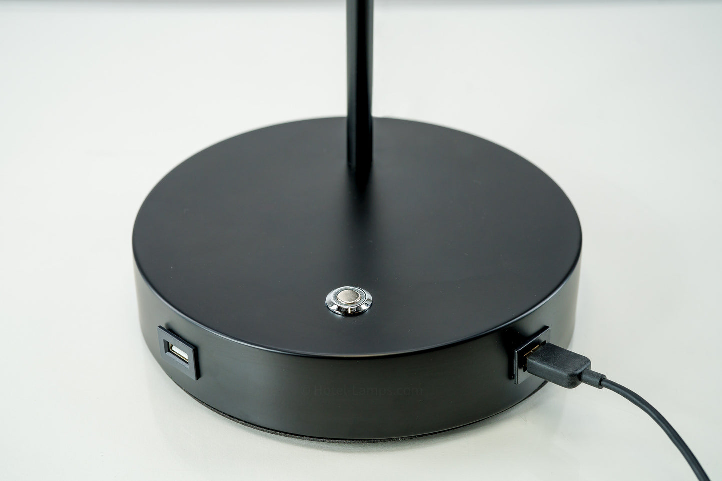 Horizontal LED Table Lamp – Matte Black with Dual USB Ports and Touch Dimmer