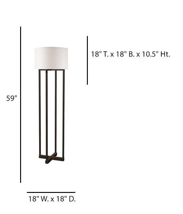 Delta Hotel Modern Floor Lamp – Antique Bronze with White Linen Drum Shade